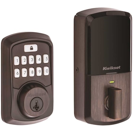 Kwikset Aura Venetian Bronze Single Cylinder Electronic Bluetooth Keypad Smart Lock Deadbolt featuring Smart 942BLEDB11PSMTT